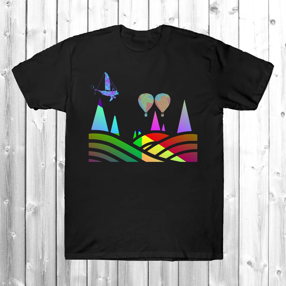 Fantasy Landscape With Flying Balloons TeePublic Pixel Art Creatings