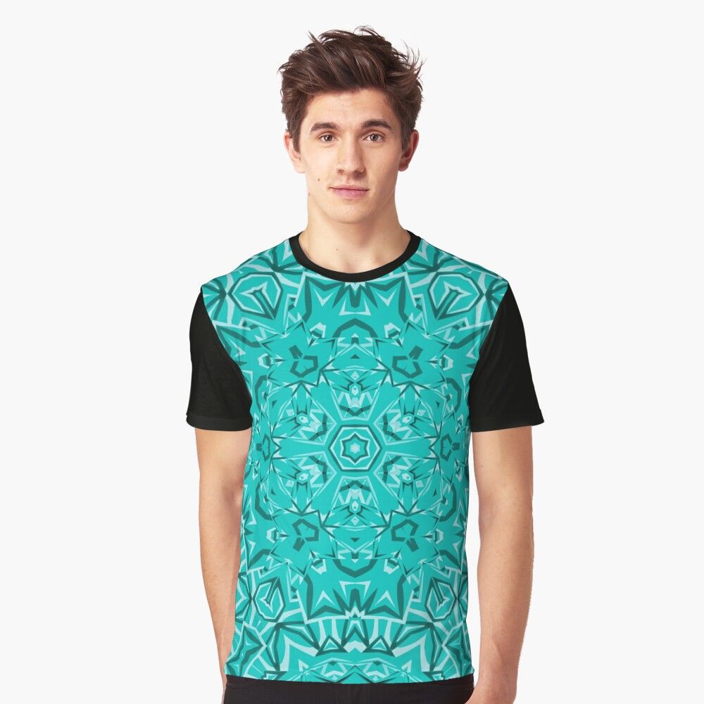 kaleidoscope lace teal pattern graphic t-shirt redubble pixelacreatings