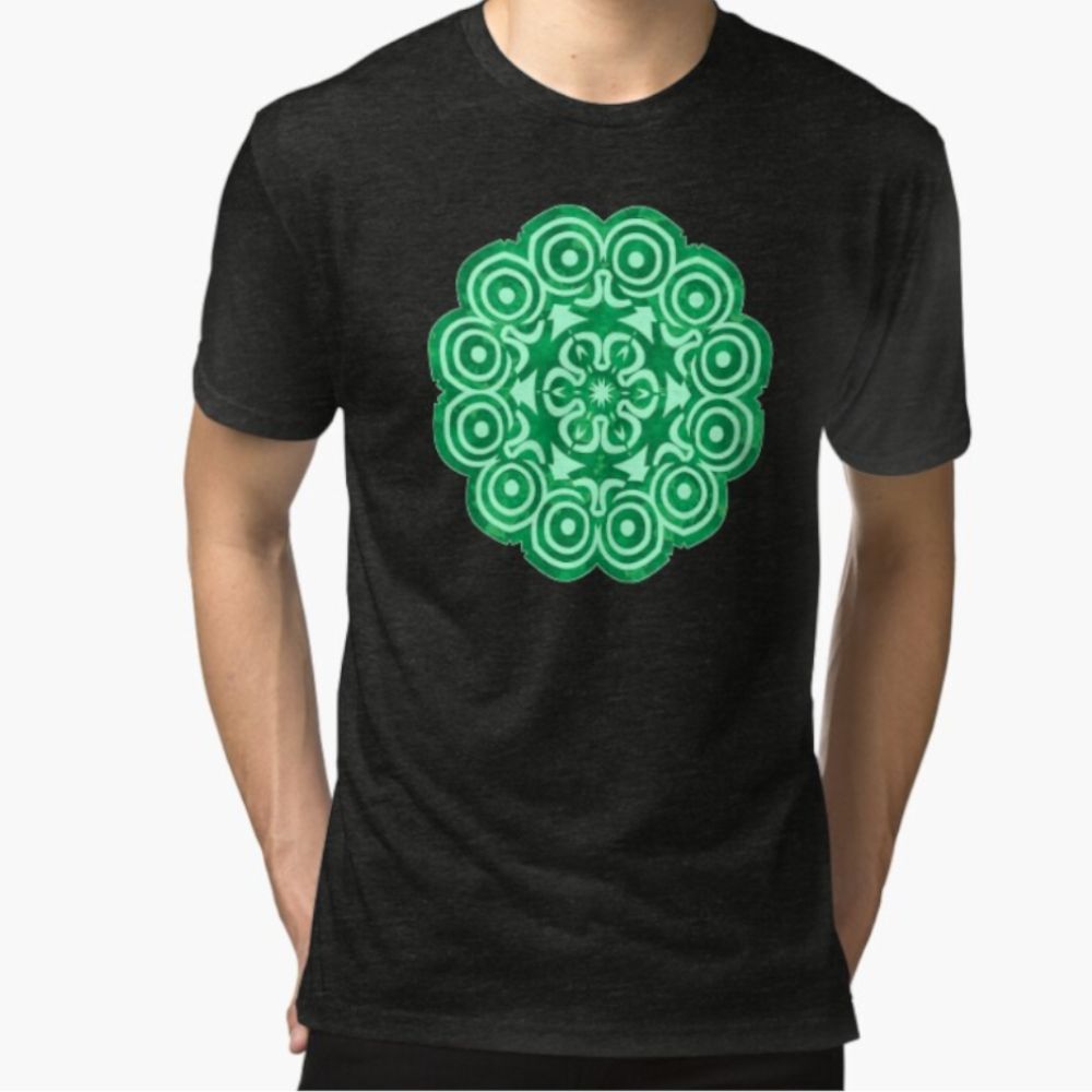 Green Mandala Floral Silhouette Flower Silhouette tri-blend t-shirt Redbubble