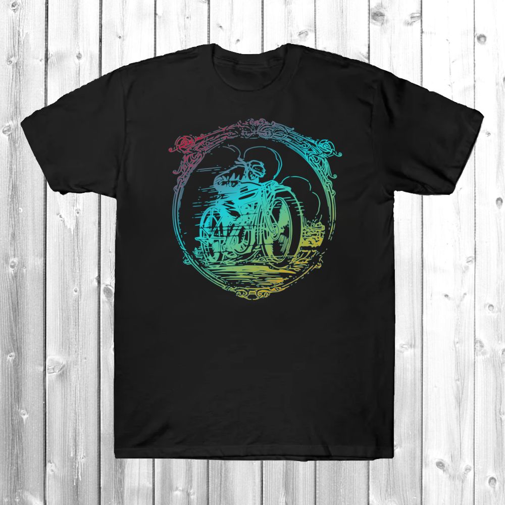 Vintage Motorbike Illustration Gradient Colour Pattern TeePublic t-shirt Pixel Art Creatings