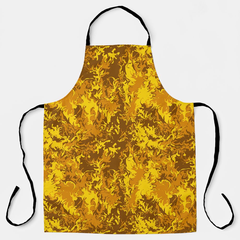 Stylish Liquid Abstract Brown and Yellow Apron Pixel Art Creatings Zazzle